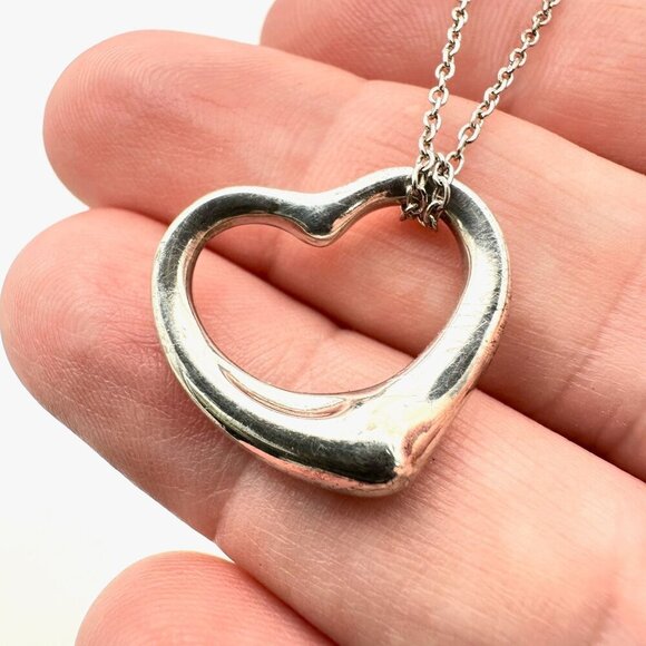 Tiffany & Co Womens Sterling Silver Elsa Peretti Heart Pendant 18" Necklace - Picture 4 of 5